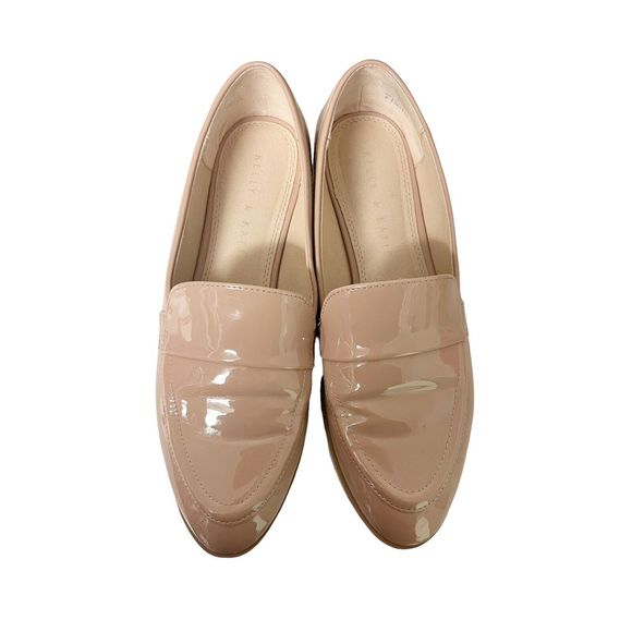 Kelly And Katie Womens Nude Faux Patent Leather Emmah Loafer Size 8 Slip On - Picture 4 of 6